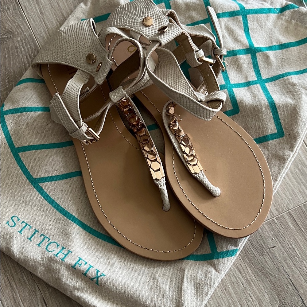 Diba Beige and Gold Sandals